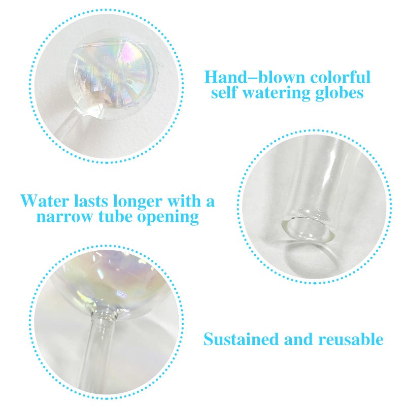 Pynqdfu 3 Pcs Plant Watering Globes Self Watering Planter Insert Plant Accessories Colorful Glass Plant Watering Devices for Indoor Plants - Image 4